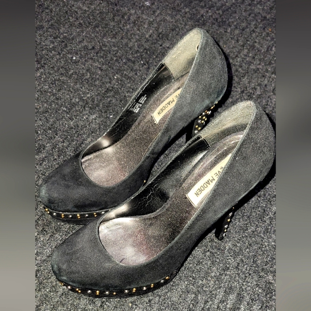 Steve Madden Women's Tristano Platform Pumps Black Suede